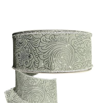 984240-16C GREY FLOWER EMBOSSED 2.5"X50Y