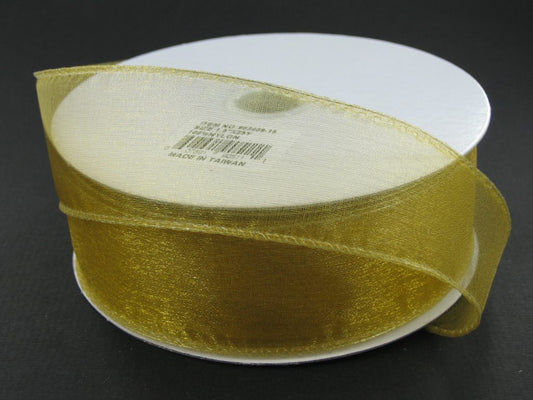 903409-15C OLD GOLD WIRED SHEER 1.5"X50Y