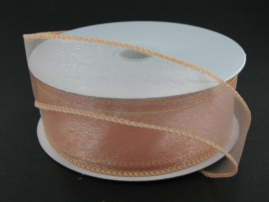 903409-23C PEACH WIRED SHEER 1.5"X50Y