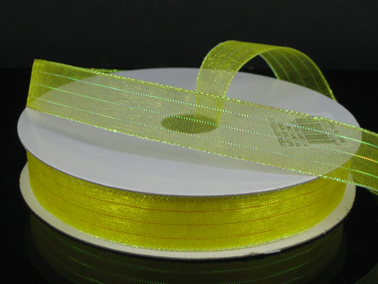 931103-22 | 5/8" | DAFFODIL SHEER/IRID | METALLIC PINSTRIPE | 50YD