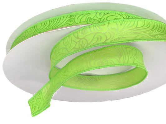 984205-09C | 7/8" | LIME | FLOWER EMBOSSED | WATER RESISTANT | 50YD