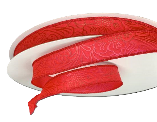 984205-12C  | 7/8" | RED | FLOWER EMBOSSED | WATER RESISTANT | 50YD