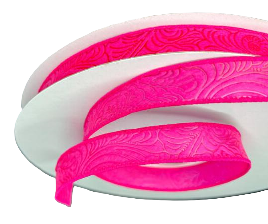 984205-28C  | 7/8" | FUCHSIA | FLOWER EMBOSSED | WATER RESISTANT | 50YD