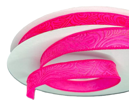 984205-28C  | 7/8" | FUCHSIA | FLOWER EMBOSSED | WATER RESISTANT | 50YD