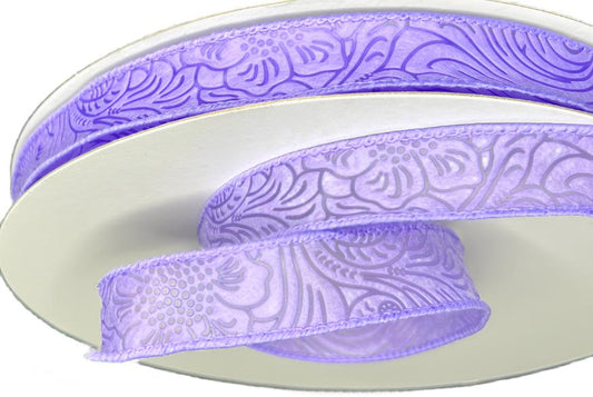 984205-30C | 7/8" | FLOWER EMBOSSED | LAVENDER | WATER RESISTANT | 50YD