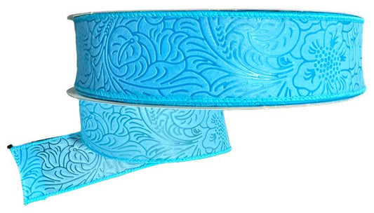 984209-04C | 1.5" | FLOWER EMBOSSED | LT. BLUE | WATER RESISTANT | 50YD