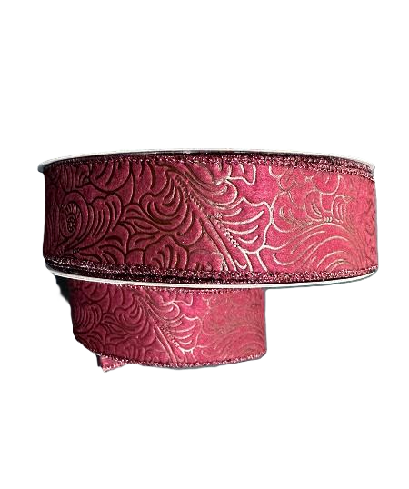 984209-10C BURGUNDY FLOWER EMBOSSED 1.5"X50Y