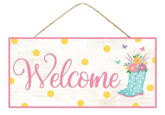 AP8911 Welcome Glitter Boots Sign - A&B Wholesale Market Inc