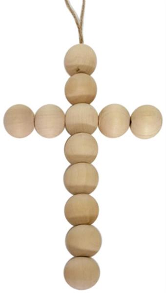 AW9690 Wood Bead Cross Ornament - A&B Wholesale Market Inc