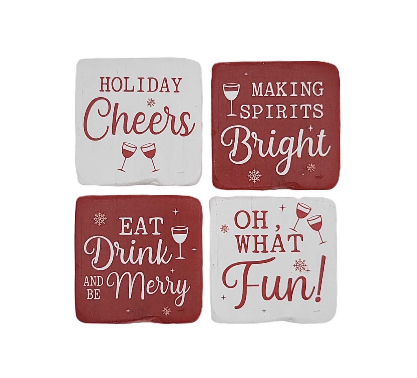 C22220 Red/White Holiday Coaster S4