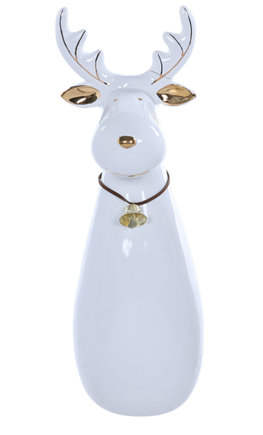 C22342 Large Ceramic White Deer w/Bell