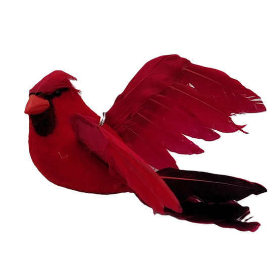 C22464 Feather Cardinal Flying Ornament S6