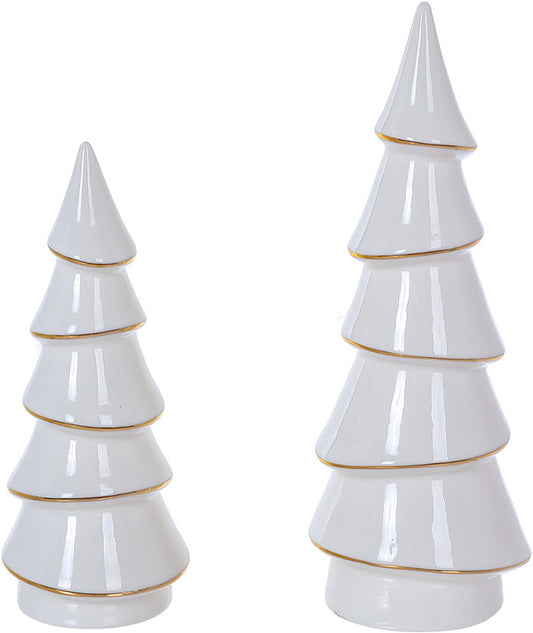 C23184 Small Ceramic Gold/White Outline Tree - A&B Wholesale Market Inc