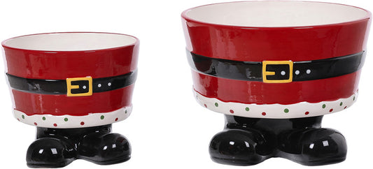 C24624   Ceramic Santa Bowl W/Feet S/2