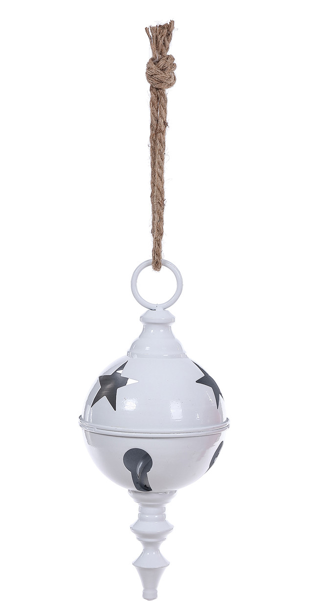 Small Metal Red/White Bell W/Finial Hanger  C24808