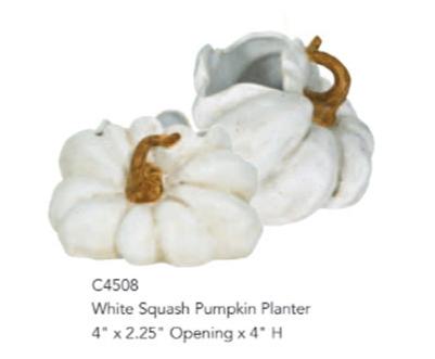 C4508  WHITE CERAMIC PUMPKIN ON SIDE