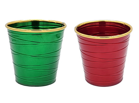 M8053   5" ROUND RED/GREEN METAL POTS