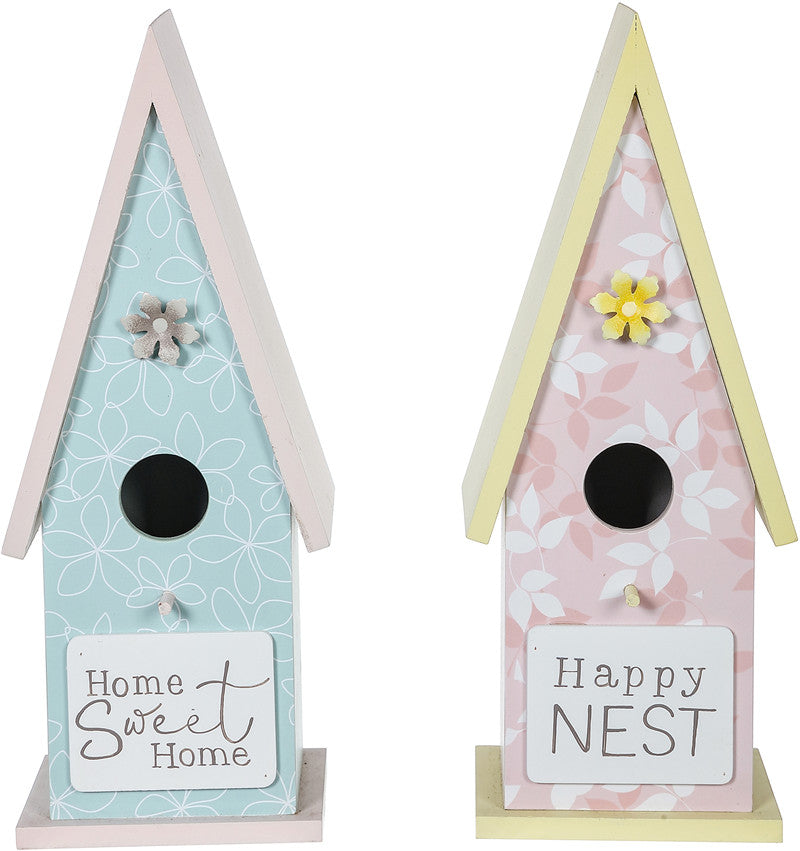 E24034 Wood Blooms Birdhouse 2 Asst - A&B Wholesale Market Inc