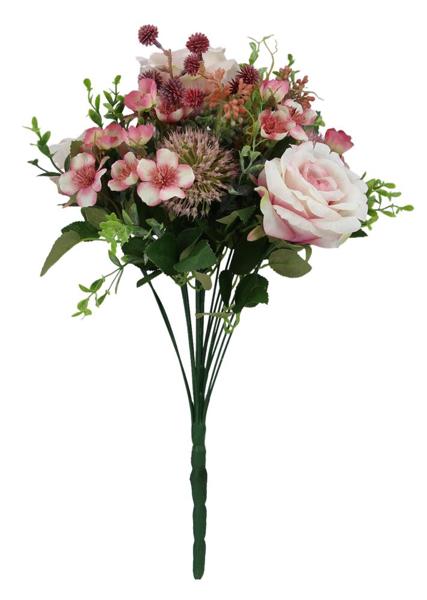 FB190282   17.75"L Rose/Spirea/Fern Bush Bouquet