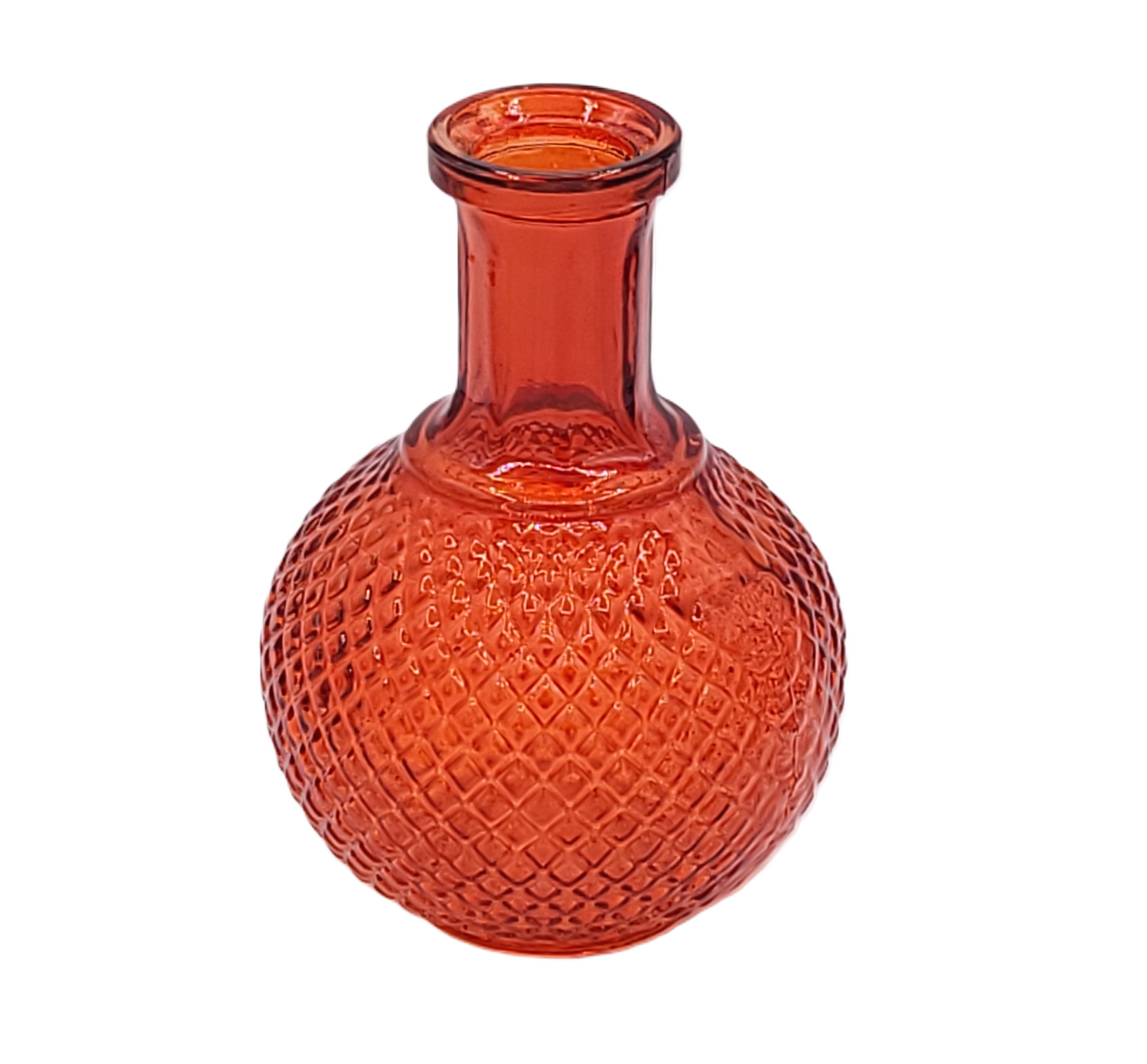 G37160NG 6"T ROUND ORANGE GLASS BUD VASE- 48/CASE