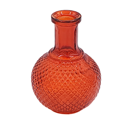 G37160NG 6"T ROUND ORANGE GLASS BUD VASE- 48/CASE