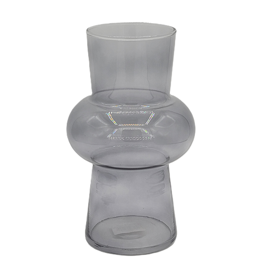 G4574    8"T x 4W Gray Glass Dora Vase- 12/Case