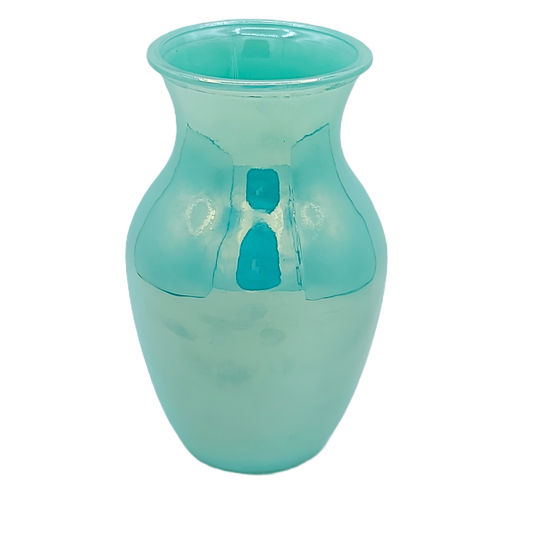 GP56  8"T ROUND TURQUOISE IRIDESCENT VASE- 12/CASE