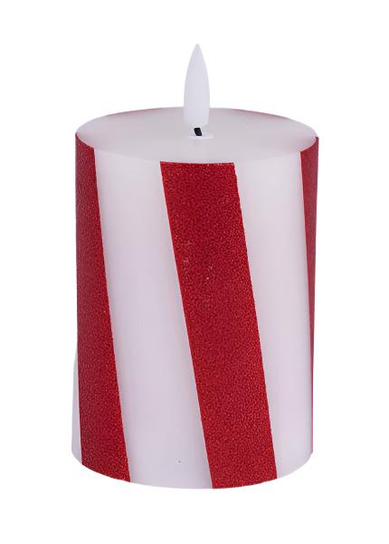 LL6023   4"H Flameless Candy Cane Led Candle