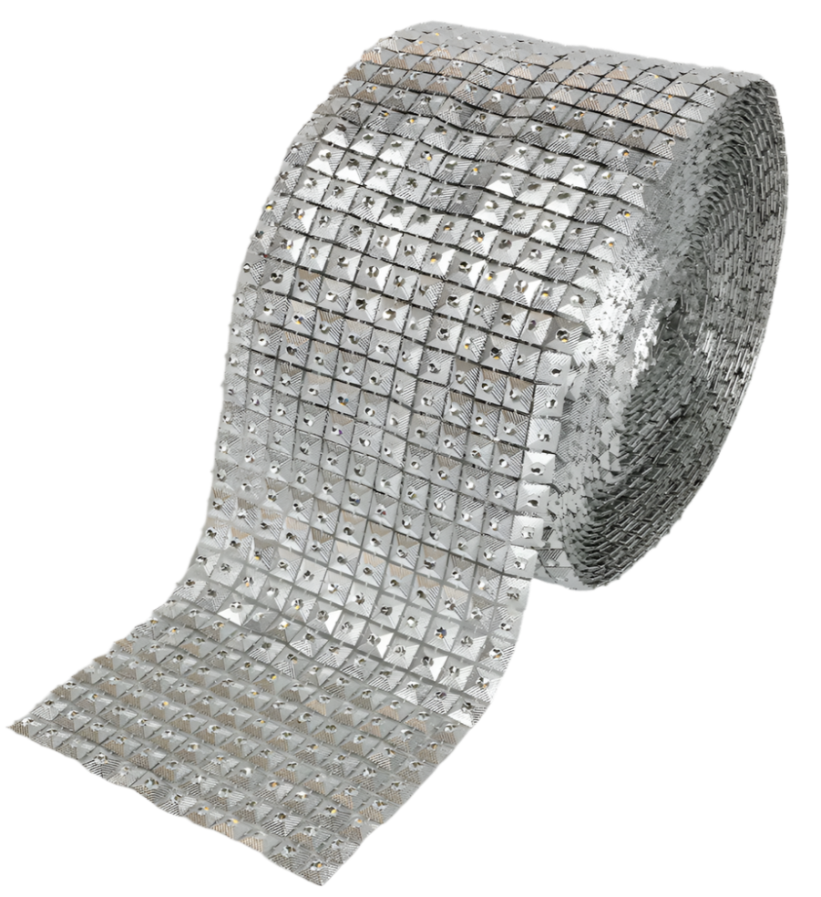 5921-SILVER  4.75" SQUARE DIAMOND RIBBON