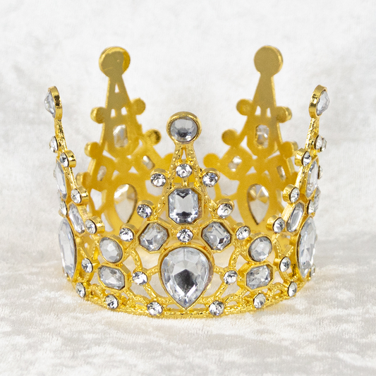 4657-GOLD  3"D x 2.5"H ALLOY CROWN W/RHINESTONES