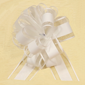 7178-WHITE Snow Ribbon Pull Bow - A&B Wholesale Market Inc