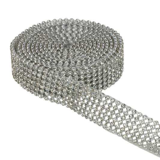 5960-SILVER  0.75" RHINESTONE RIBBON, 2 YDS/ROLL