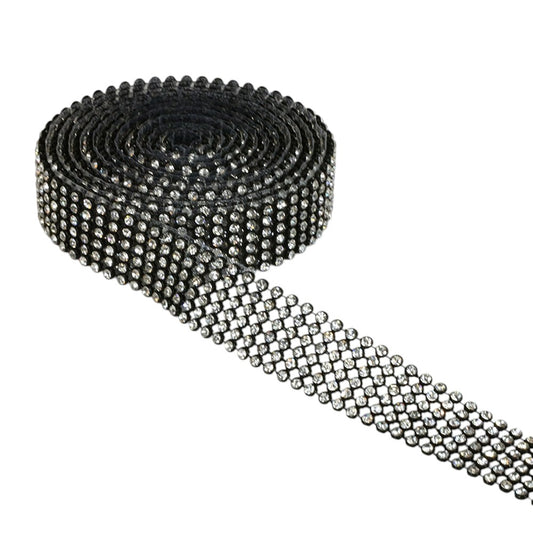 5960-BLACK  0.75" RHINESTONE RIBBON, 2 YDS/ROLL