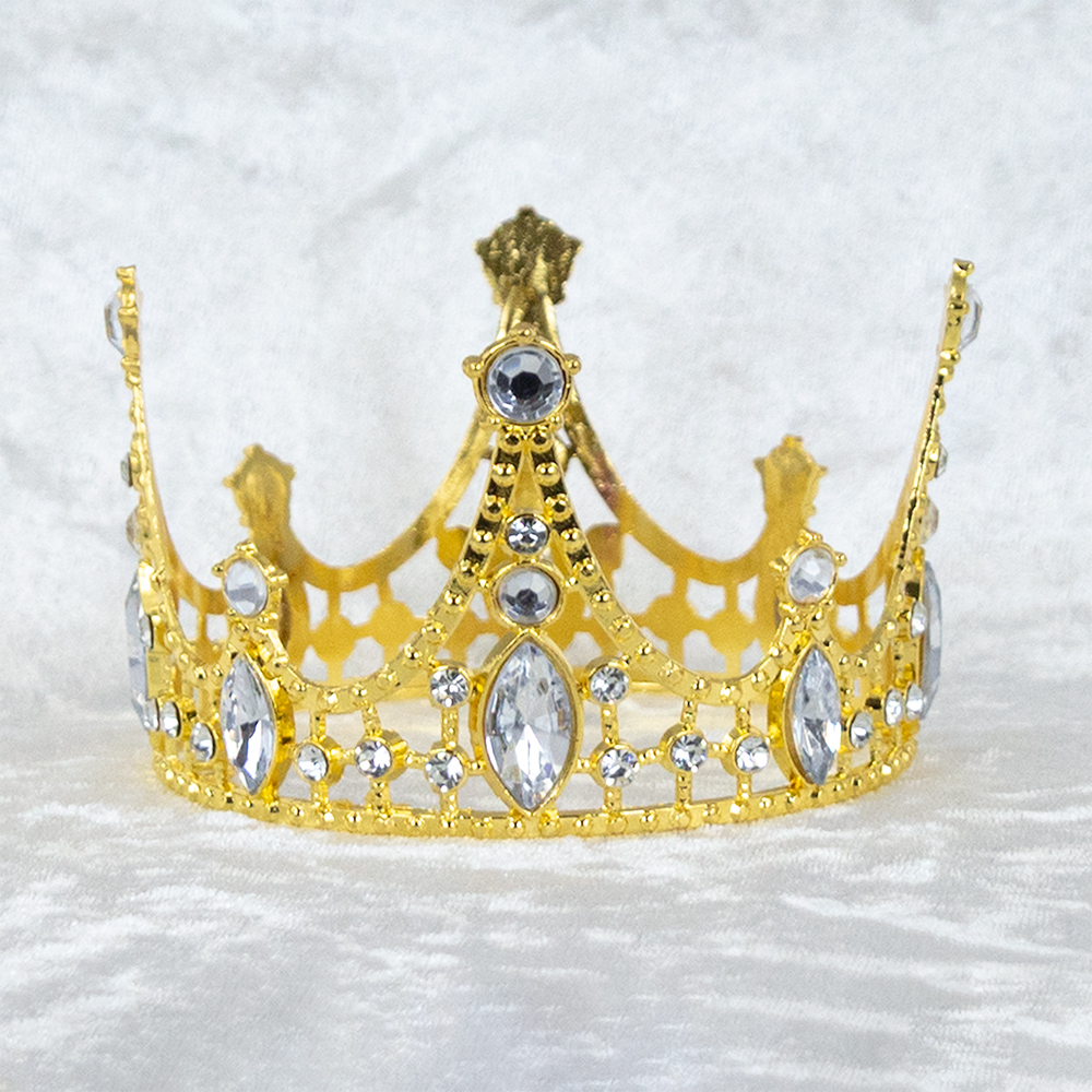 4660-GOLD   3.75"D x 2.25"H ALLOY CROWN W/RHINESTONES