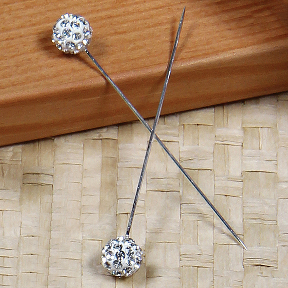 4863-CRYSTAL  3" DIAMOND BALL FLORAL PIN, 15 PCS/PACK