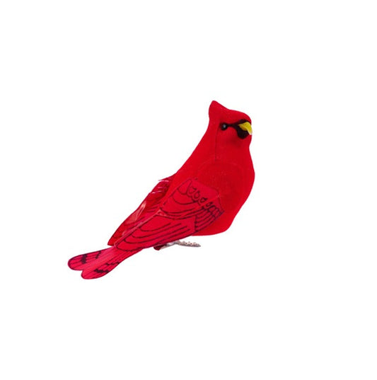 ME0618  3.5"L Velvet/Feather Cardinal W/Clip