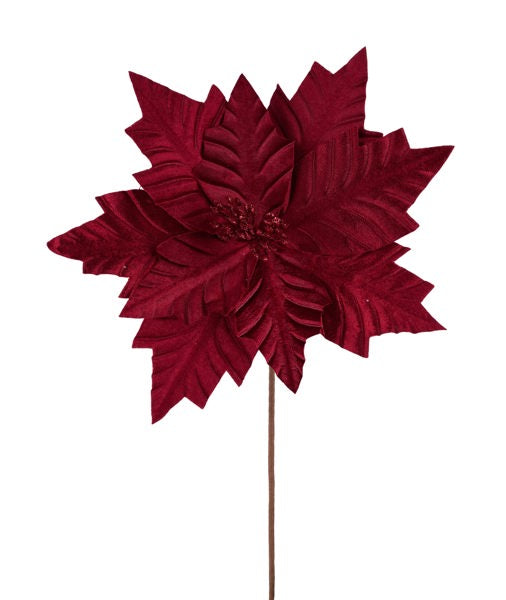 NF412105   12"DIA x 18"L POINSETTIA STEM- BURGUNDY