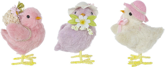 S24132 Fabric Flower Chick 3 Asst - A&B Wholesale Market Inc