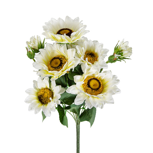 21999-CREA  19" Sunflower BushX9- Cream