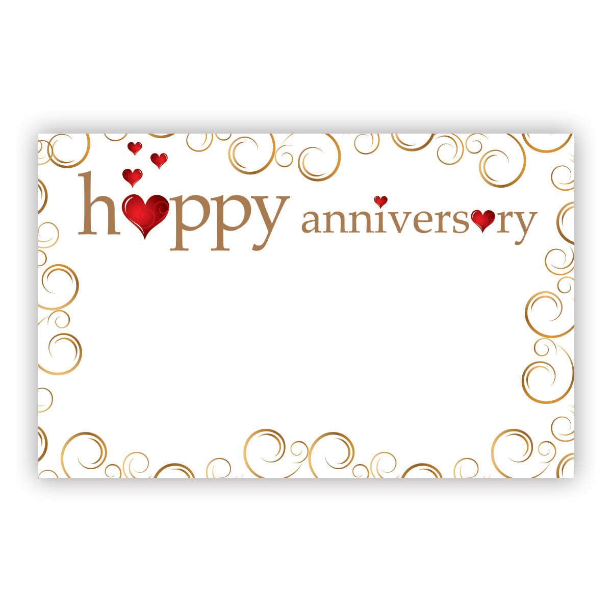 SP0583 ANNIVERSARY: "Happy Anniversary" Golden swirls & Red Hearts