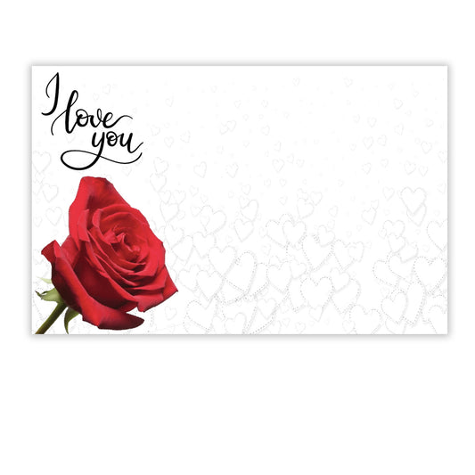 SP0707  LOVE: "I Love You"  Single Red Rose w/Hearts BG