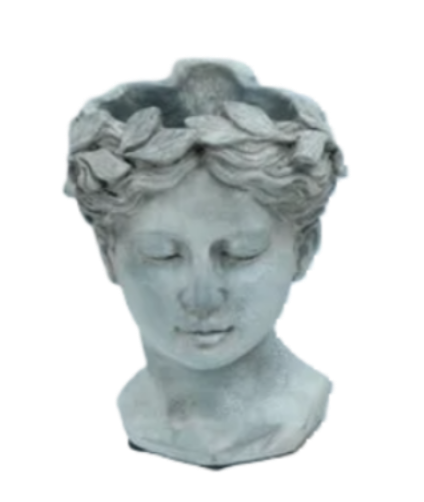 52885 CEMENT LADY HEAD PLANTER