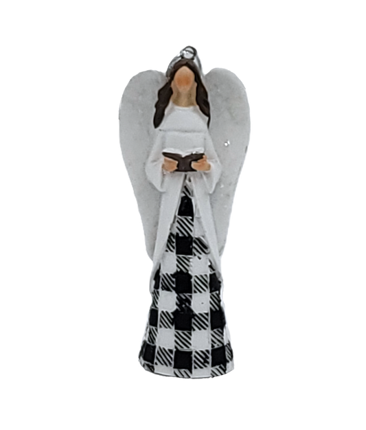 X21074 Resin Black/White Angel Ornament