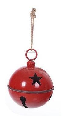 X24505 LARGE Metal Red Glossy Star Bell Hanging