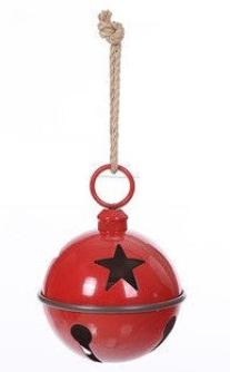 X24504 MEDIUM Metal Red Glossy Star Bell Hanging