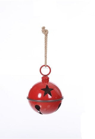 X24504 MEDIUM Metal Red Glossy Star Bell Hanging