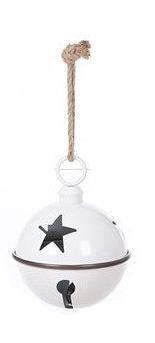 X24507 MEDIUM Metal White Glossy Star Bell Hanging