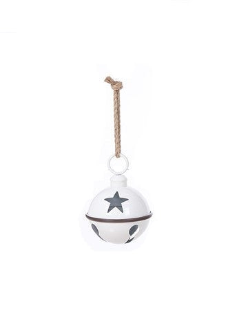 X24506 SMALL Metal White Glossy Star Bell Hanging