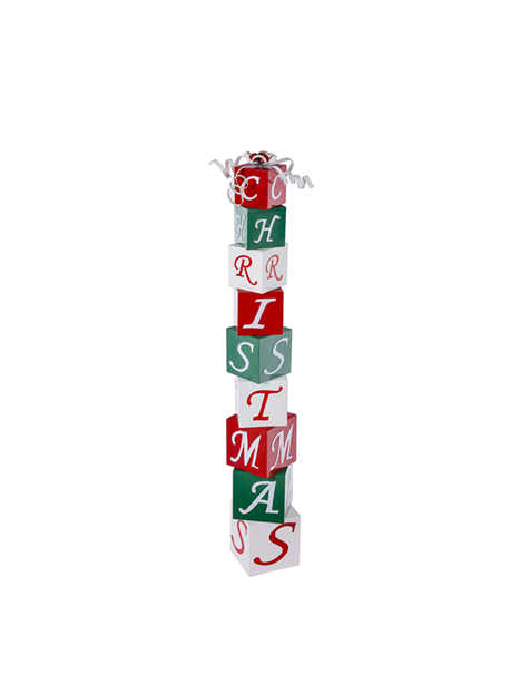 X24520  METAL RED/WHITE/GREEN GLOSSY CHRISTMAS STACK STAND