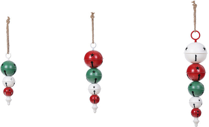 X24571  METAL RED/WHITE/G 4-BELL TOPIARY HANGER